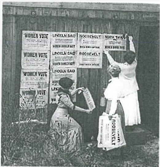 Women putting up signs - Puget Sound Seattle History