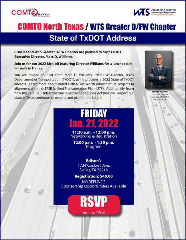 COMTO/WTS Greater DFW January State of TxDOT Luncheon