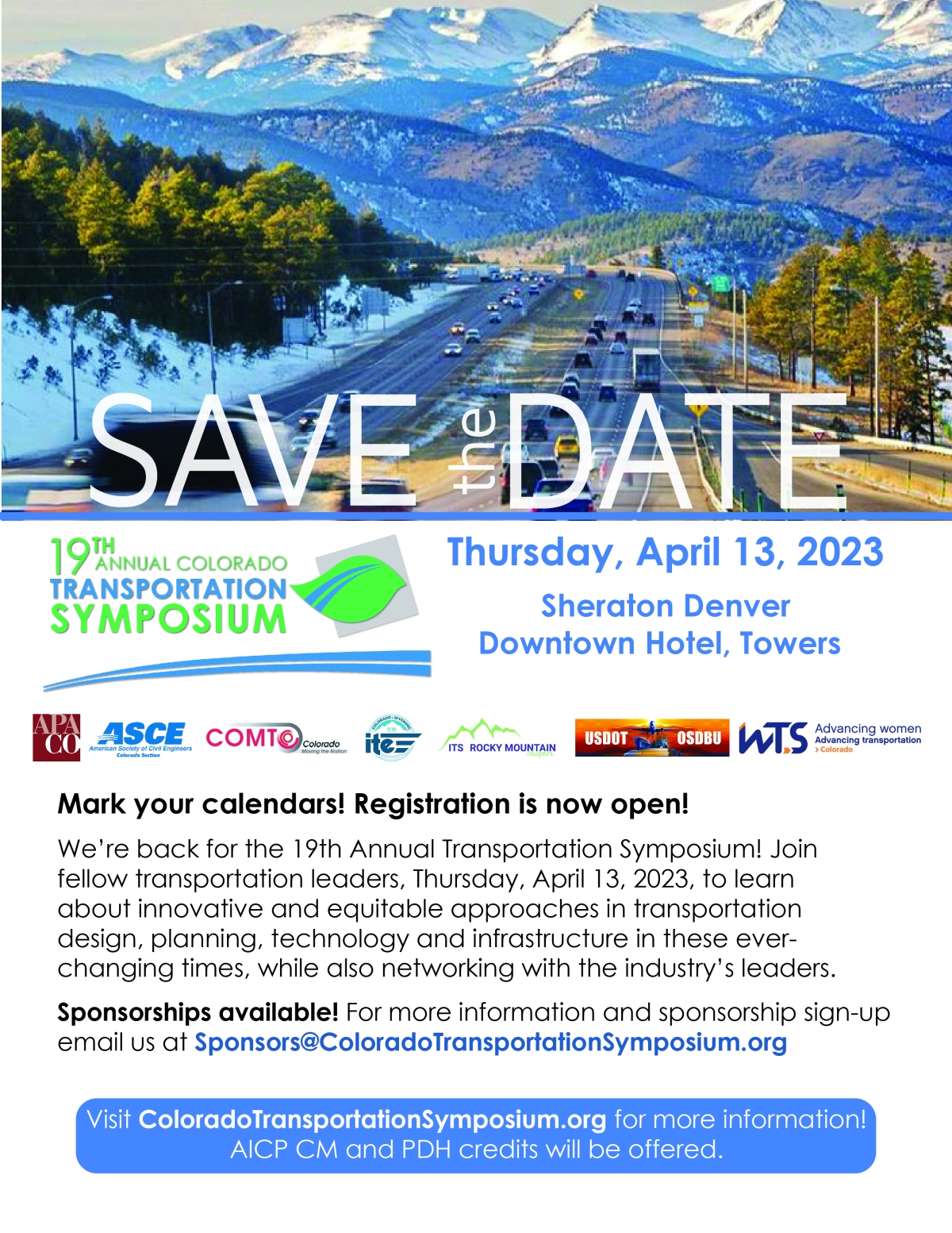 Save the Date for the 19th Colorado Annual Transportation Symposium on April 13