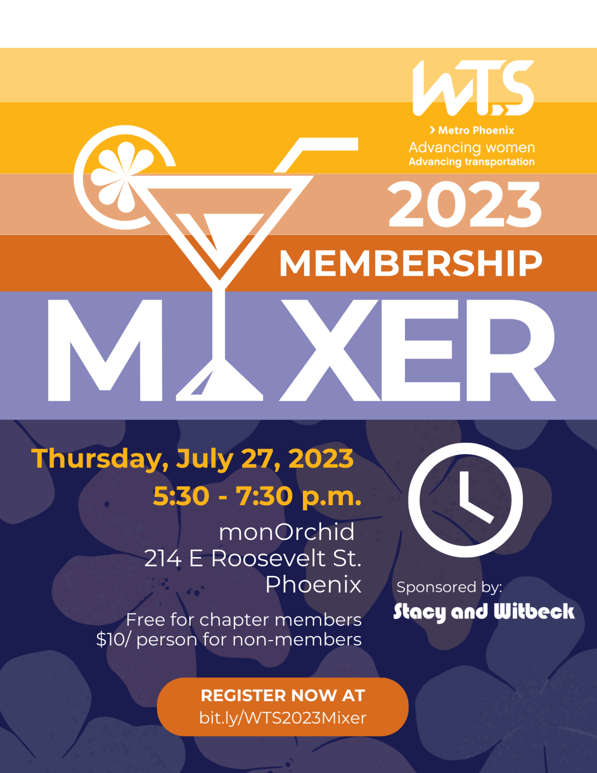 2023 WTS Membership Mixer on July 27 from 5:30 to 7:30 p.m. at monorchid in Phoenix