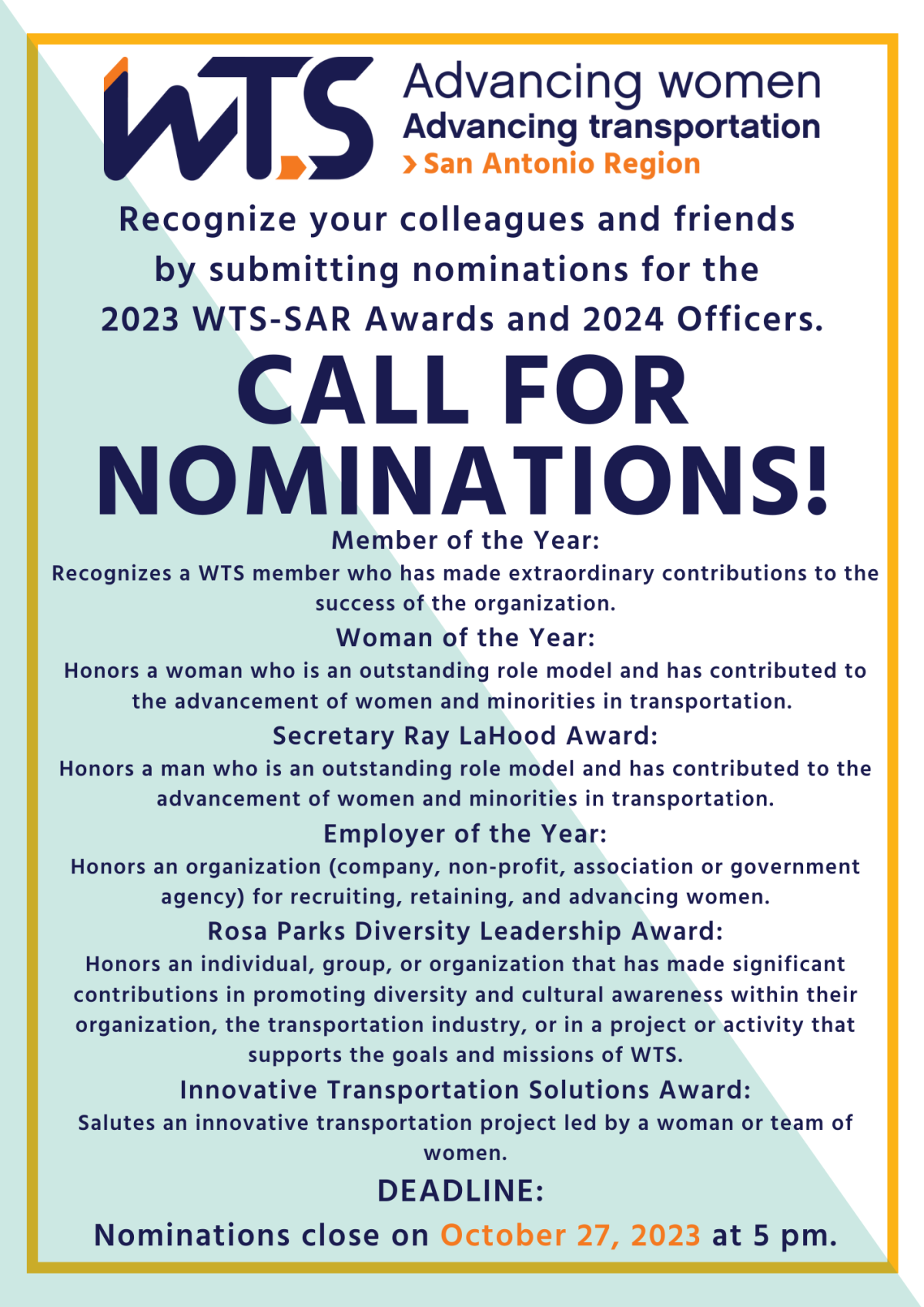 WTS SAR Call for Nominations 