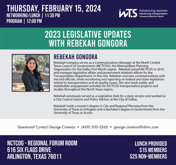 WTS Greater DFW January Legislative Updates with Rebekah Gongora