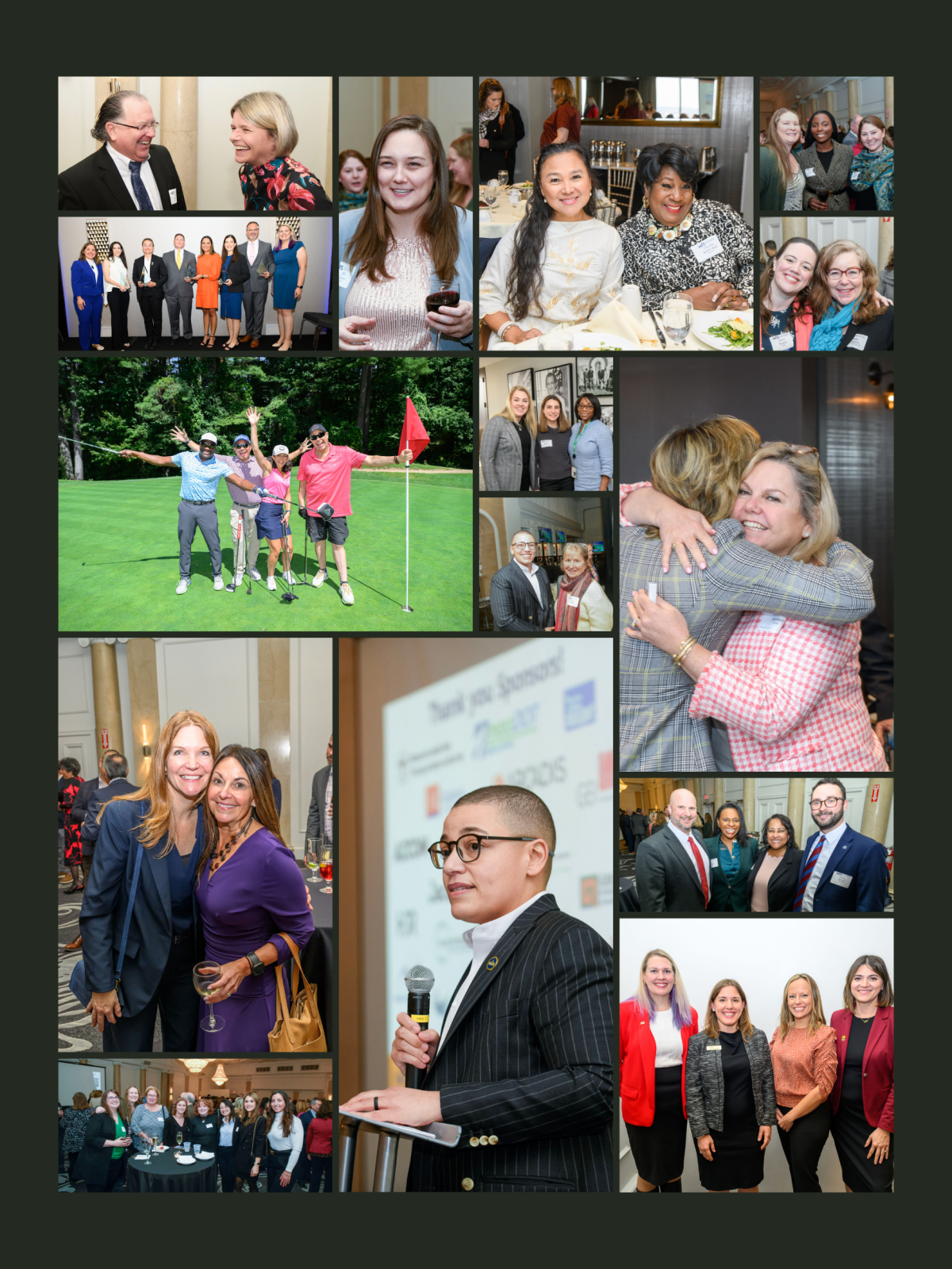 Photo collage #2 from WTS Boston events throughout 2024 including speakers and attendees at luncheons, the golf tournament, and Transportaiton YOU events working with children.