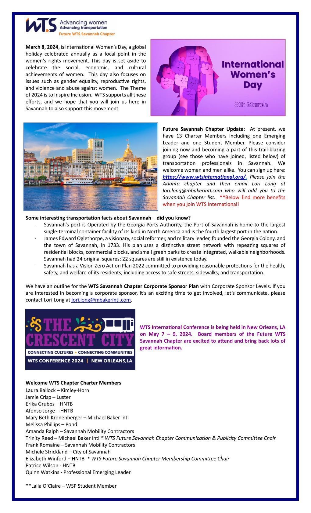 WTS Savannah Chapter Newsletter Page 1 March 2025