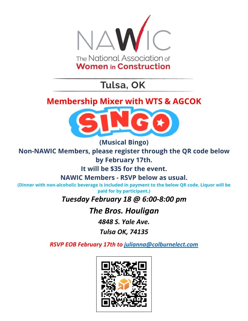 NAWIC Membership Mixer with WTS and AGCOK  - Singo!!!