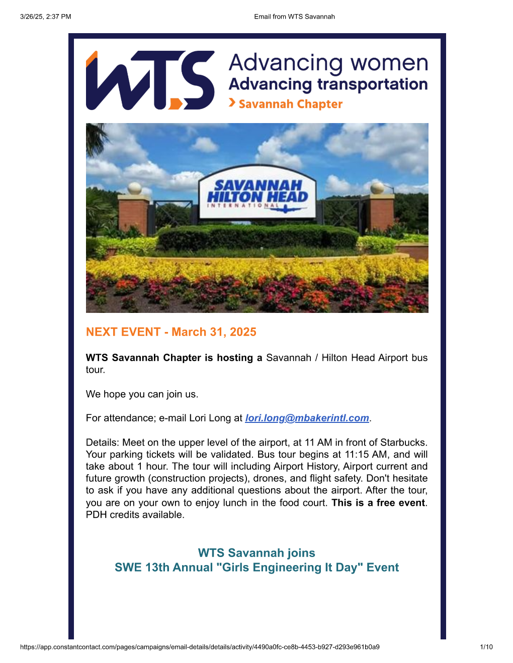 WTS Savannah Chapter Newsletter March 2025 Page 1