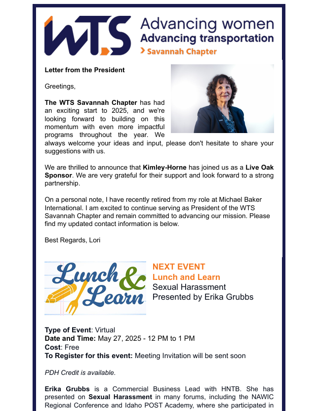 Page 1 WTS Savannah Newsletter