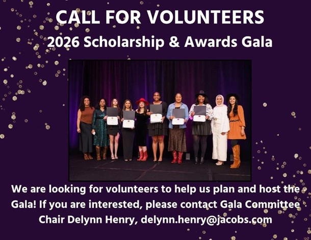 Call for gala volunteers. Contact Delynn Henry (delynn.henry@jacobs.com) with interest