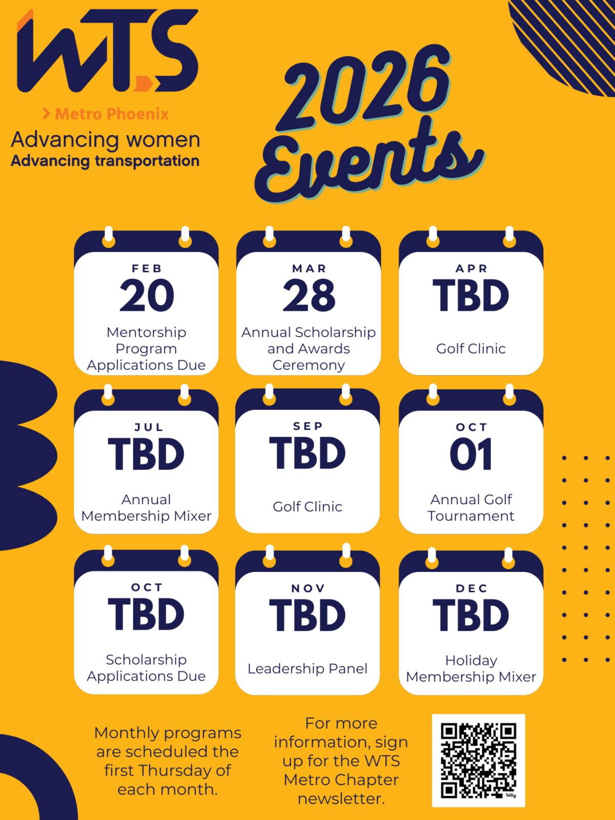 2026 Events, Monthly programs are scheduled for the first Thursday of each month.