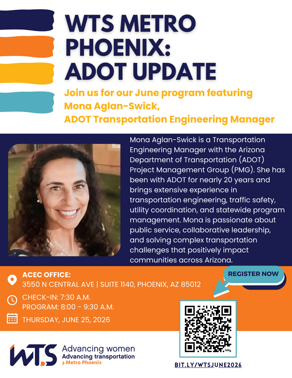 Mona Aglan-Swick, ADOT Transportation Engineering Manager, smiling