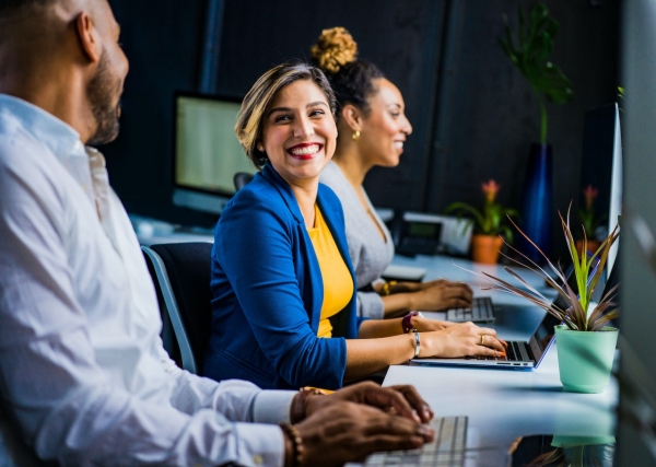 Woman smiling in the workplace