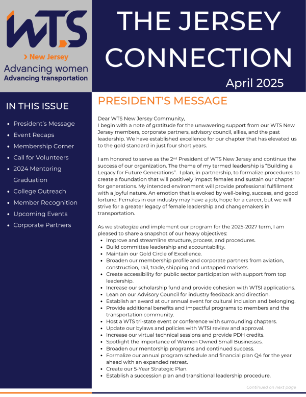 2025 Q1 WTS NJ Newsletter Cover
