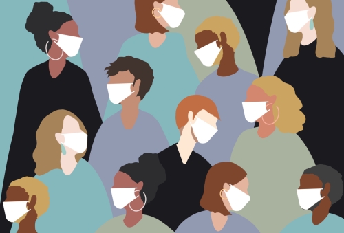 Illustration of women wearing face masks