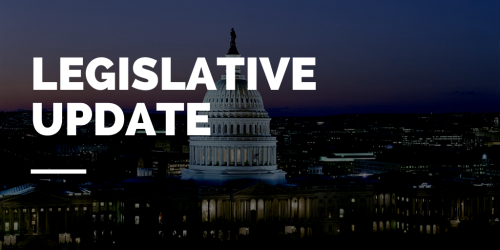 Legislative update graphic with image of Capitol building 