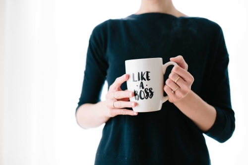 woman with mug