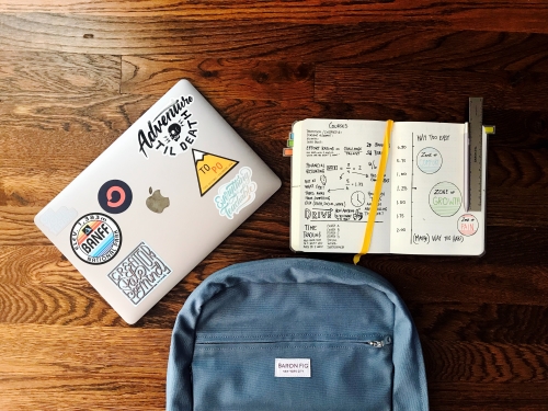 computer backpack and agenda