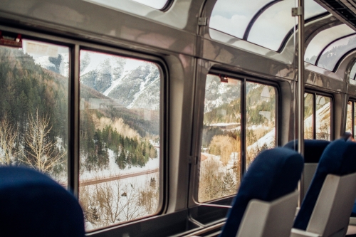 Glacier National Park from inside train