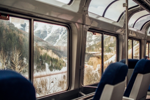 Glacier National Park from inside train