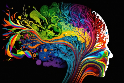 Artistic colorful vision of a human brain