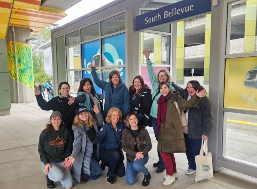 WTS Puget Sound Chapter celebrating the grand opening of the East Link Extension at South Bellevue Station