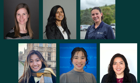 Headshots of 6 women who are part of the WTS Boston 2025 Emerging Leaders and Emerging Professionals Program