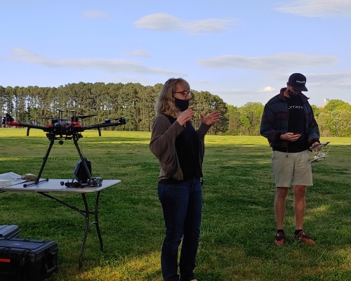 Professionals describing drones in field