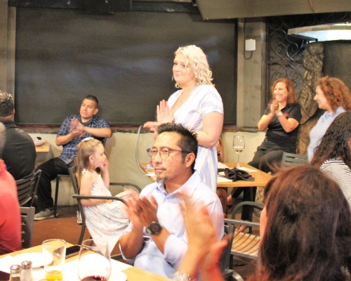 Celebrants in restaurant