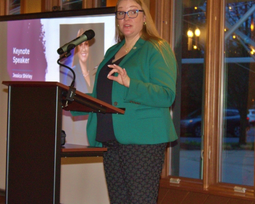 Keynote Speaker presenting during the Gala