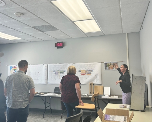 Reviewing the plans.
