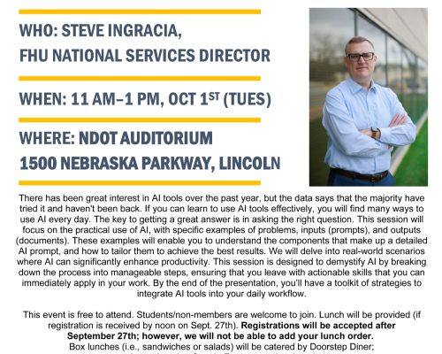 WTS NE AI Lunch and Learn presentation flyer