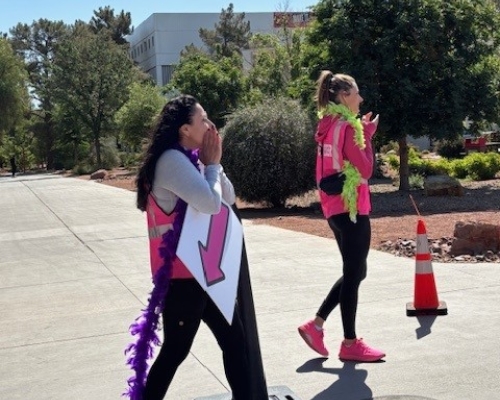 Volunteers cheering
