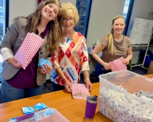 Volunteers packing bags