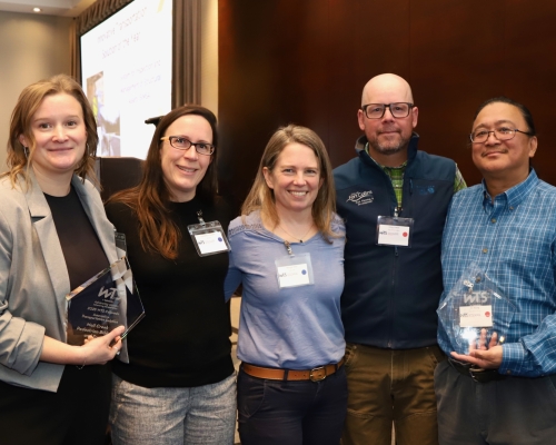 A group of WTS members posing with award