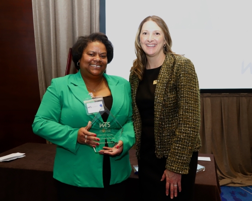 Award recipient and president of the WTS Colorado Chapter smiling