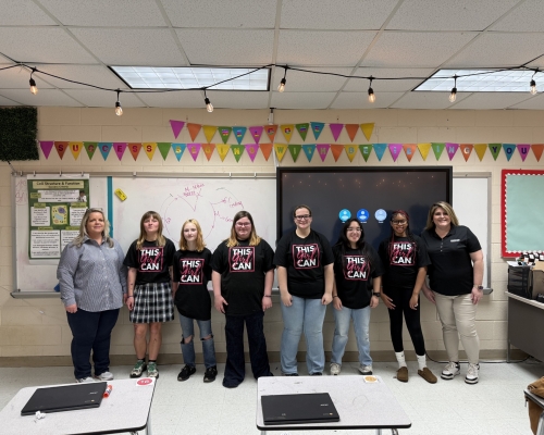 Mary Beth and Trinity Reed with group of girls interested in engineering and STEM careers