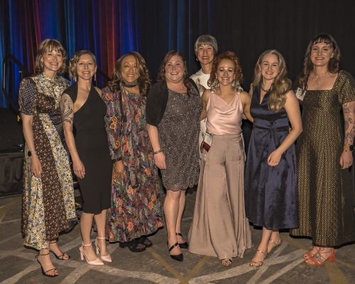Executive Board (from left): Hailey Brey, Cora Johnson, Sherry Harris, Renee Koester, Emily Yasukochi, Tracy Wiyrick, Brett Pool, Gabi Kappes
