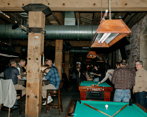 A view of Wynkoop Brewery's pool tables. 