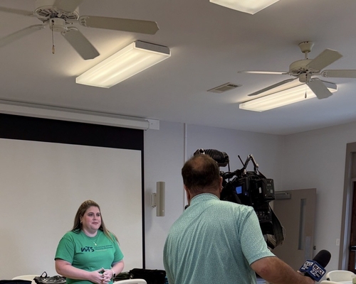 WJCL News interviewing WTS Savannah President Trinity Reed