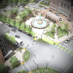 Rendering of Lancaster, PA Train Station developed by Foursquare ITP)